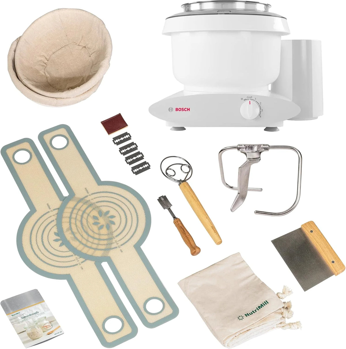 Blender: 500 watts. 6.5-gallon capacity. with corded mixing paddle. dough hook. and nutritional machine dough extension hook combo set