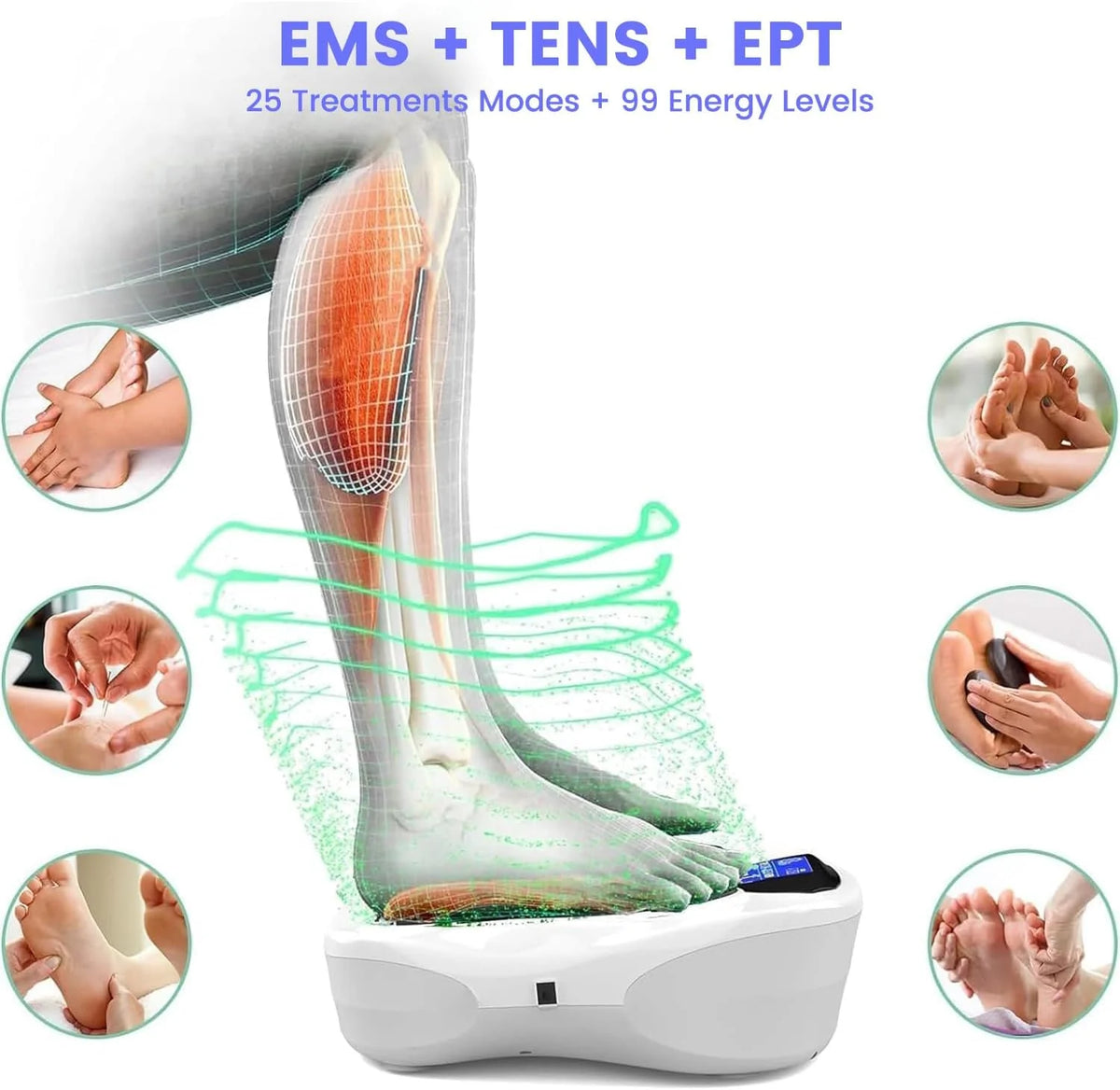 Professional Edition Foot Neuromuscular Stimulator. an electric stimulation/percutaneous nerve electrical stimulation foot massager used to relieve pain caused by nerve disorders and promote blood circulation in the legs. TENS Muscle Stimulator - A s