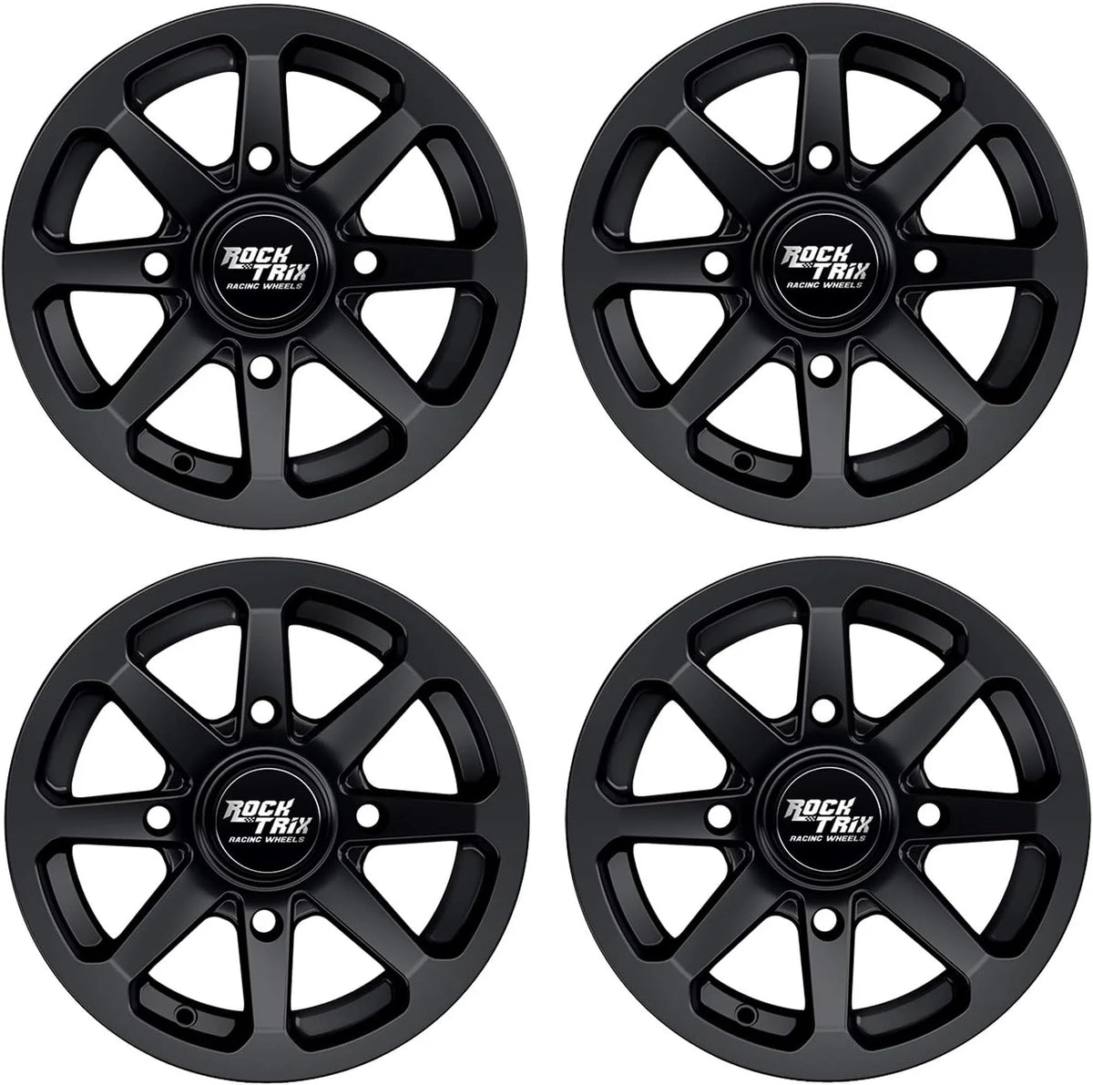 RT102 15in Wheels 15x7 4x137. 4+3 Offset. ATV UTV SxS Rims. Compatible with Can Am Commander Max Defender Max Pro Maverick X3 Maverick Trail. 4/137 Matte Black. Set of 4