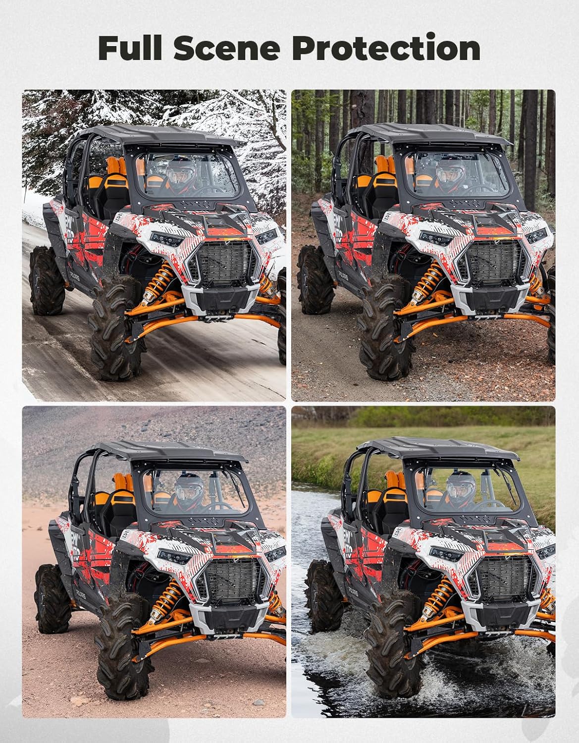 The glass windshield is equipped with 2 manual windshield wipers. It is scratch-resistant and wear-resistant. It is compatible with the 2019 - 2023 models of Arctic Cat RZR XP 1000 / RZR XP super sports vehicles. The front windshield has a ventilatio