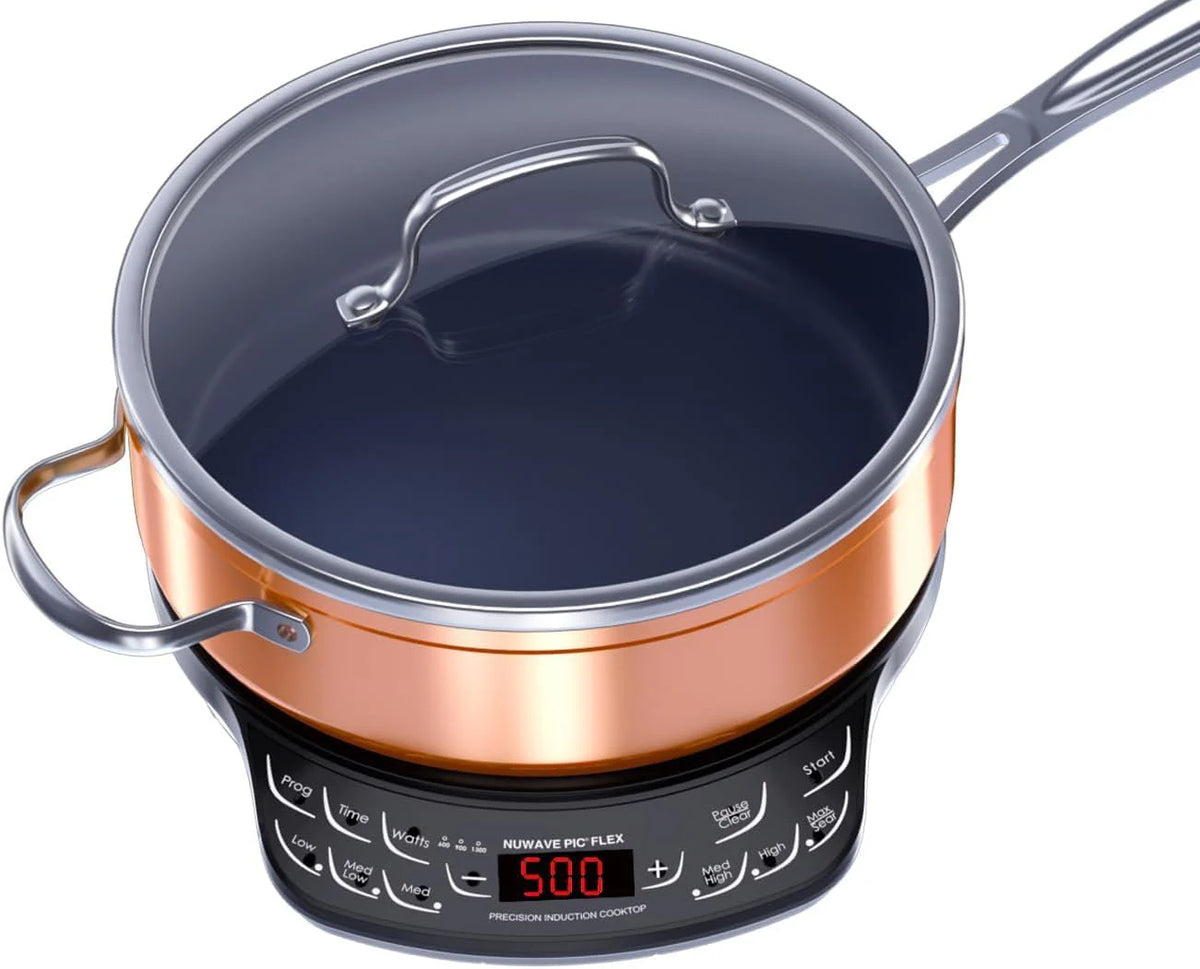 The electromagnetic frying pan can precisely control the temperature. ranging from 100°F to 575°F with intervals of 5°F. The pan body is dark in color. which can add complex charred aromas and flavors. The power is 3 watts. The specifications are 600