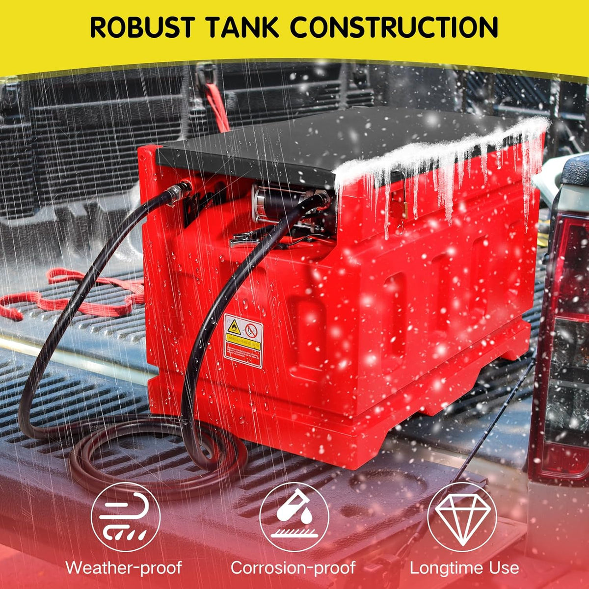 Portable 48 Gallon Fuel Tank with Pump for Gasoline & Diesel. 15GPM High Flow Rate 12V DC Self-Priming Fuel Transfer Pump. 13.1ft Hose. Auto Fueling Nozzle. for Easy Fuel Transportation
