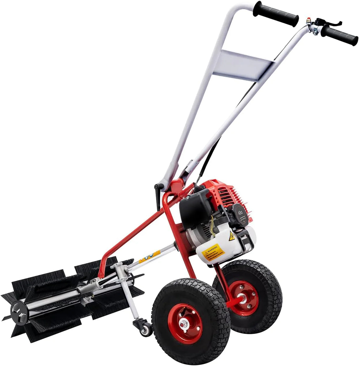 43cc 1.7HP Gas Powered Broom. 2 Stroke Power Sweeper Handheld Gasoline Power Broom Sweeping Machine for Garden Lawn Yard Sidewalk Driveway Turf Grass Cleaning. 600mm Nylon Brush Sweeping broom