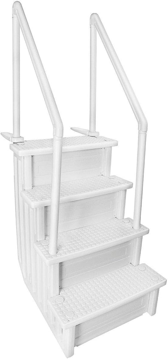 Deluxe Above-Ground Pool Ladder A-Frame Swimming Non-Sliip Step Ladder. White