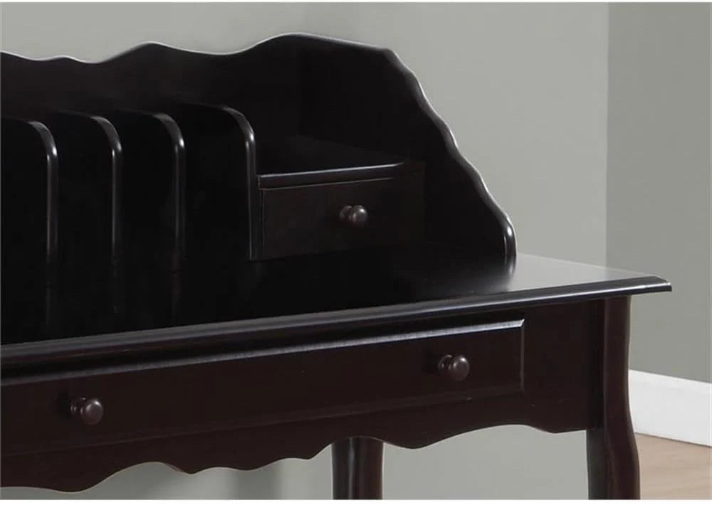 Traditional office desk. made of solid wood. dark cherry wood color. 36 inches in length