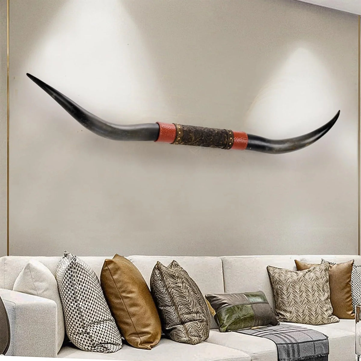 70 Long Horn Bull Horns. Longhorn Skull Wall Decor. Faux Taxidermy. Rustic Animal Head Wall Art. Living Room Decor