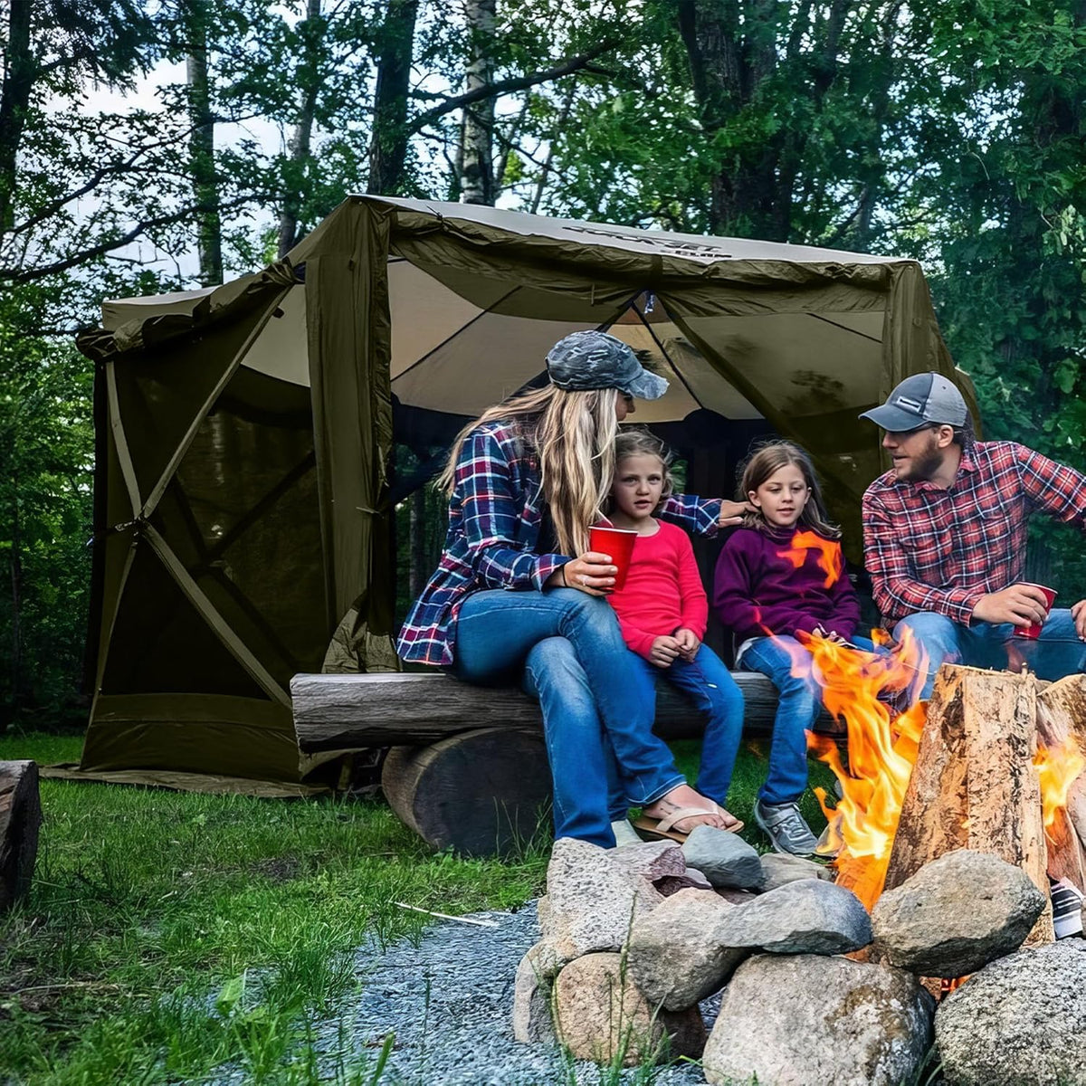 Screen Tent. Outdoor Camping Gazebo Canopy. Escape. 11.5'. Brown