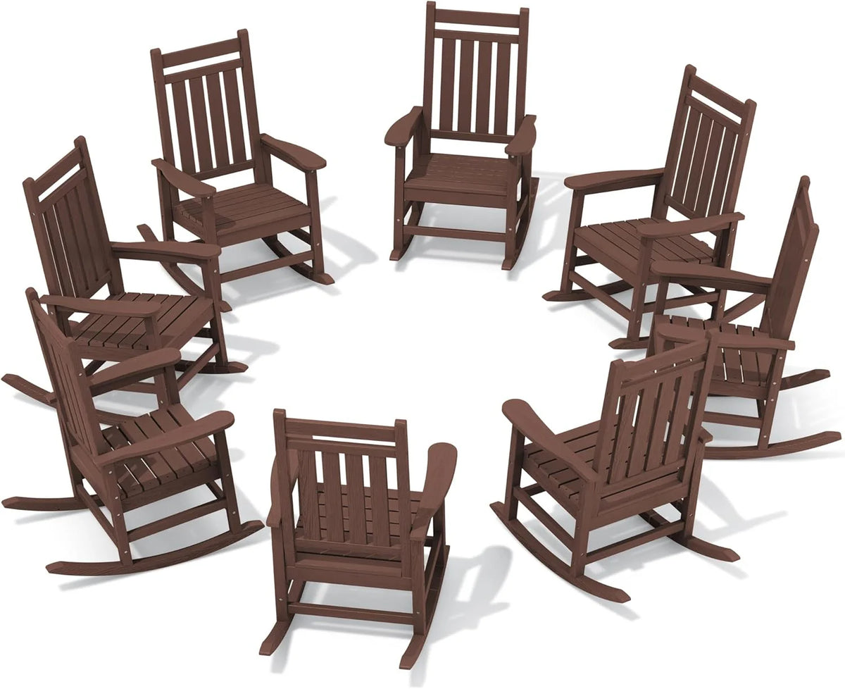 Outdoor Rocking Chair. HDPE Rocking Chair for Adults. All Weather Porch Rockers for Lawn Garden. White