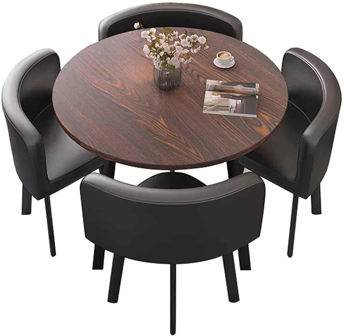 A 4-person conference table and chair set. office reception room club table and chair combination. suitable for living room / central area / farmhouse / home office. medieval style table and chair set