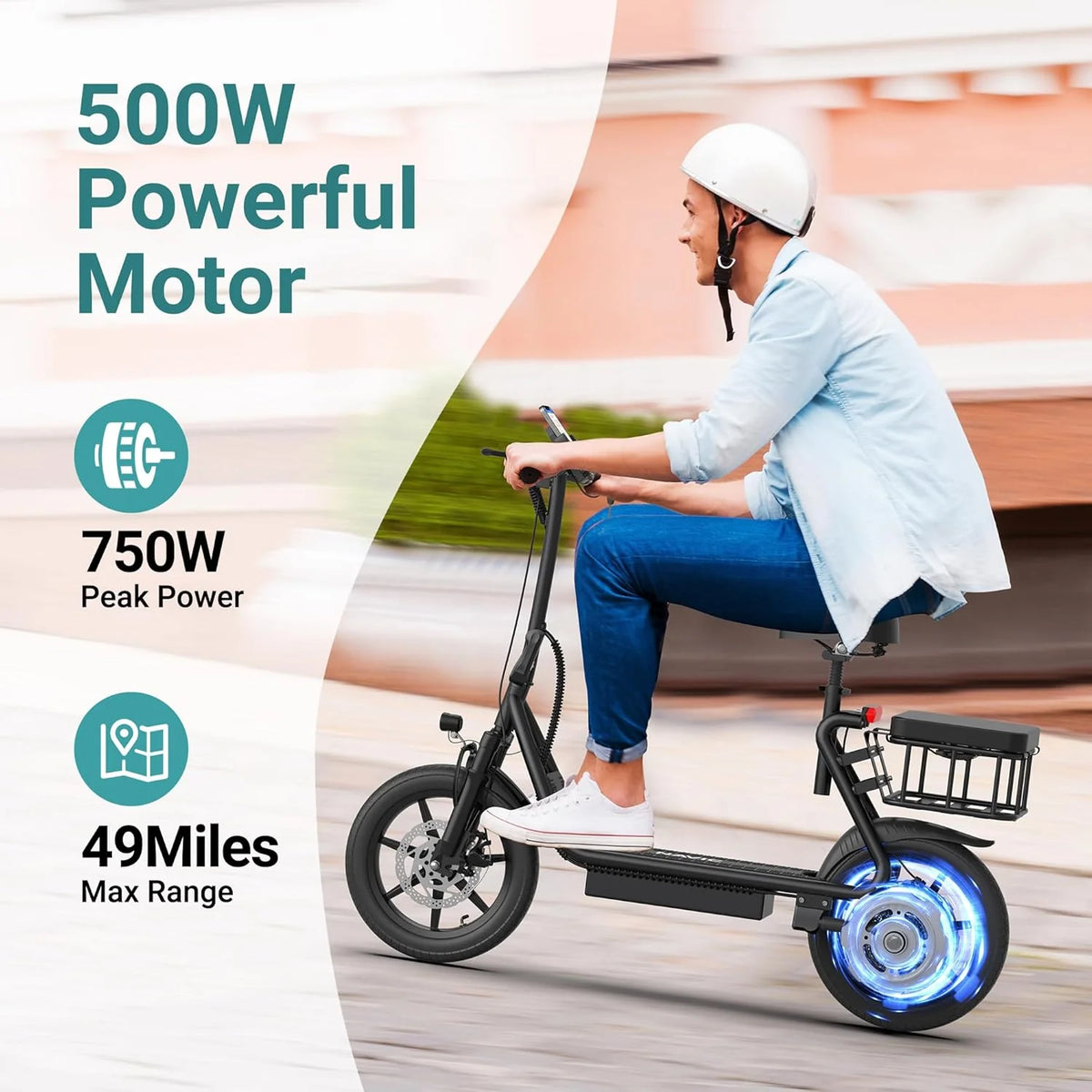 Electric Scooter Adults.Max 19/27/49 Miles Ranges.Top Speed 19/22 mph.350/750W Peak Motor. Folding E-Scooter with Dual Braking Dual Suspension