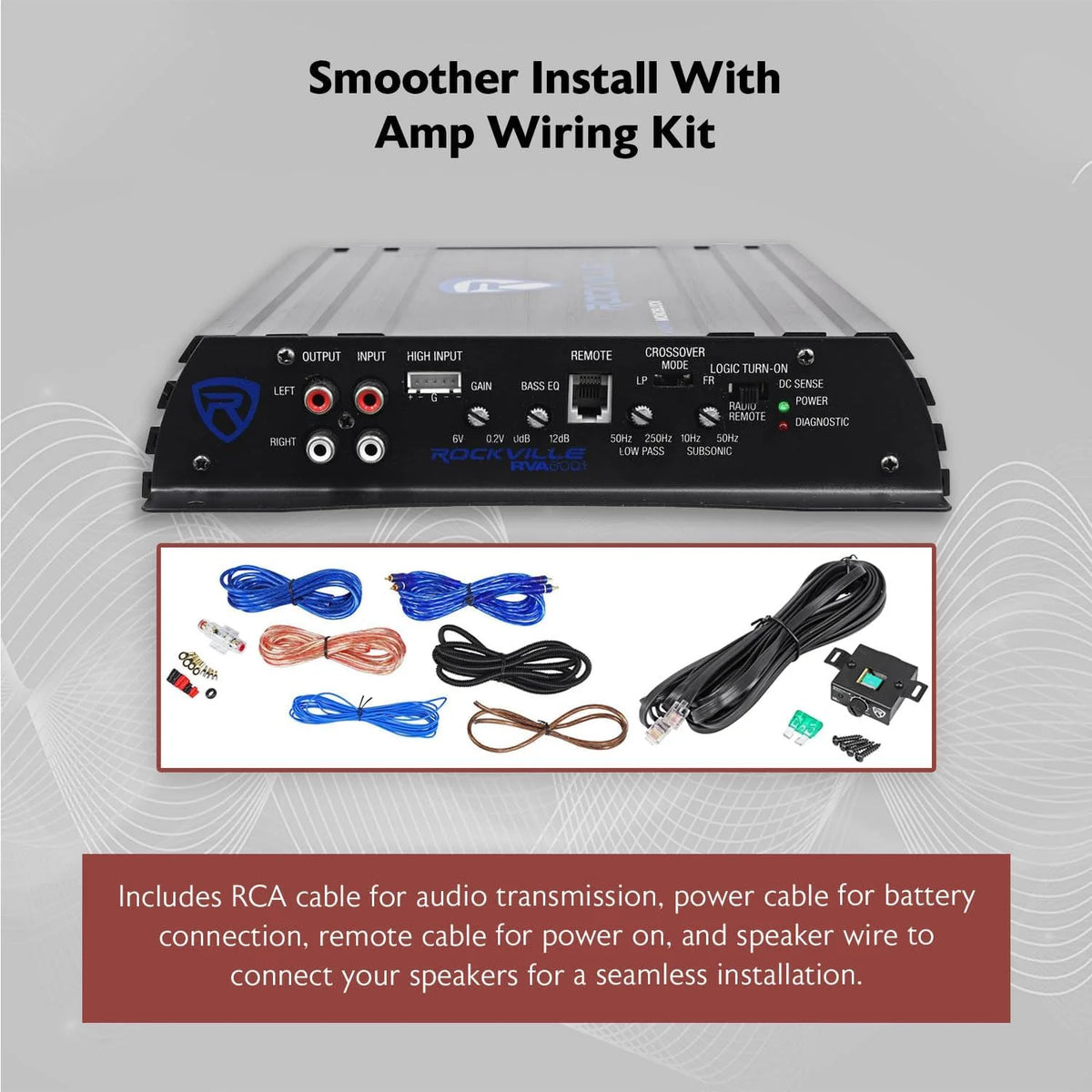 RV12.2B 1200W Dual 12 Car Subwoofer Enclosure+Mono Amplifier+Amp Kit