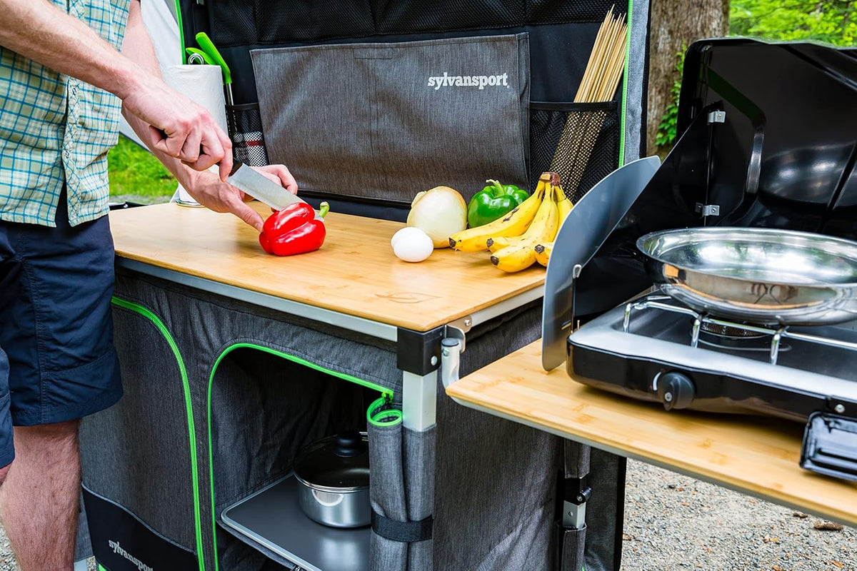 Outdoor camping kitchen system. convenient for cooking. cleaning. preparing camping meals. luxurious camping and essential camping items. large-sized table magic series