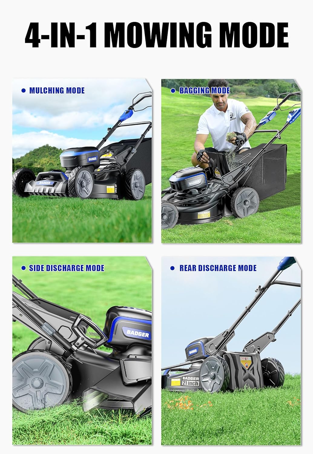 Lawn Mower 40V Brushless 18 Cordless. 5 Cutting Height Adjustments Electric Lawn Mower. Quickly Folding Within 5's. 4.0AH Battery and Super Charger Included.