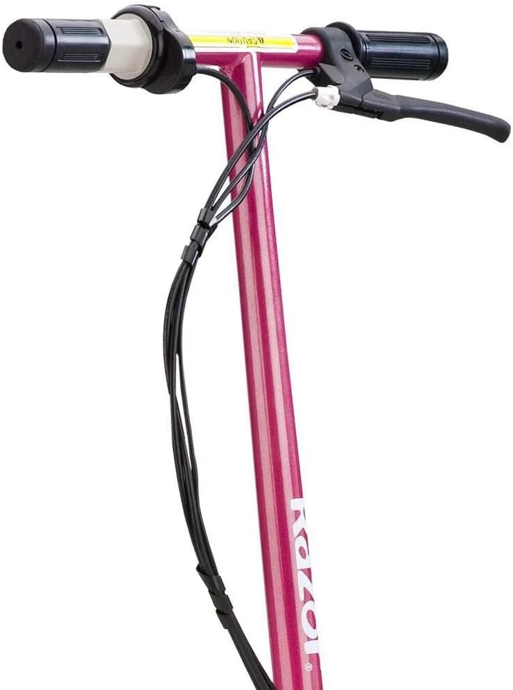 An electric scooter suitable for children over 13 years old - 9-inch inflatable tires. detachable seat. maximum speed of 15 miles per hour. maximum riding time of up to 40 minutes. suitable for users weighing no more than 220 pounds.