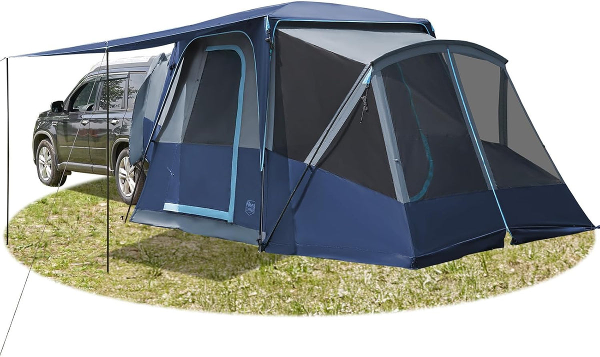 5-9 Person SUV Tent with Screen Porch and Awning for Family Camping. Weather Resistant and Portable Van or Car Tent. Includes Rainfly and Storage Bag. 13' W X 10' L X 7.1' H