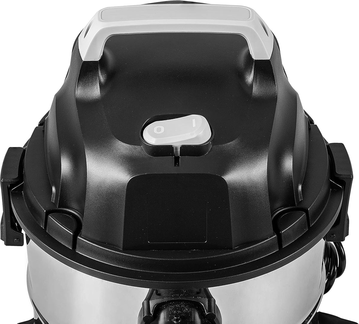 Basic type wet-dry dual-purpose vacuum cleaner. 4-gallon capacity for home use. 3 horsepower. stainless steel material. gray/black