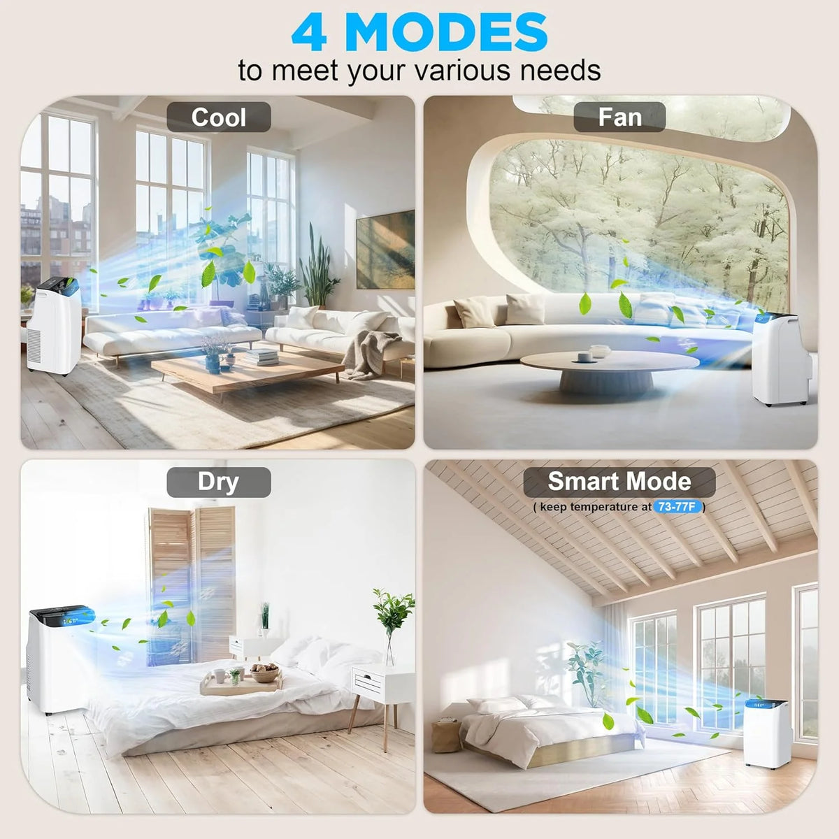 Inverter 16000BTU Portable Air Conditioners with Remote. Free Stand Cooling Portable AC Unit for Room up to 800 sq.ft. with Dehumidifier & Fan. Dual Hose. Quiet Sleep Mode(45dB). Windows Kit