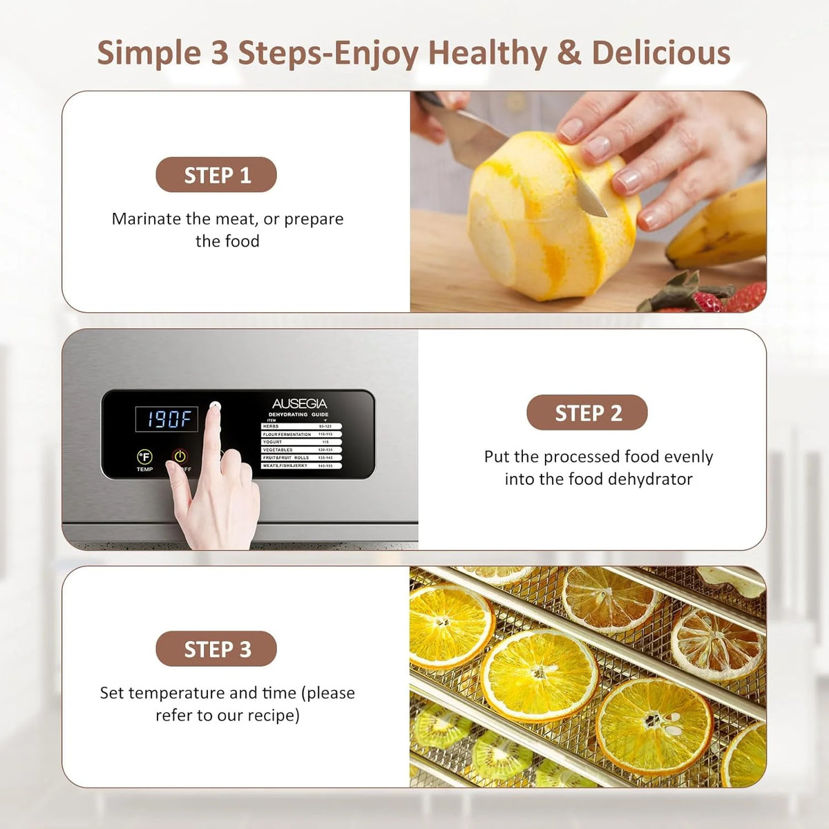 Commercial Large 12 Trays Food Dehydrator. Usable Area up to 22.67ft². 1200W Full Stainless Steel Dryer Machine. up to 190℉ Temperature. for Meat. Fruit. Veggies. Beef. Herbs. Pet Foods