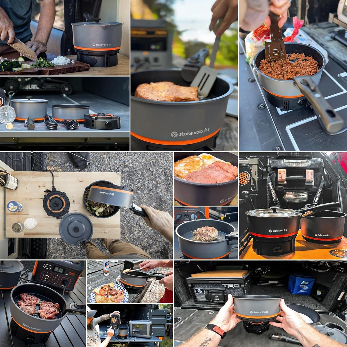 200 - 1000 watt electric camping stove. with cookware. 120 volt portable outdoor cooking set. windproof cookware. suitable for RVs. electric vehicles. off-road travel. RV life. car camping