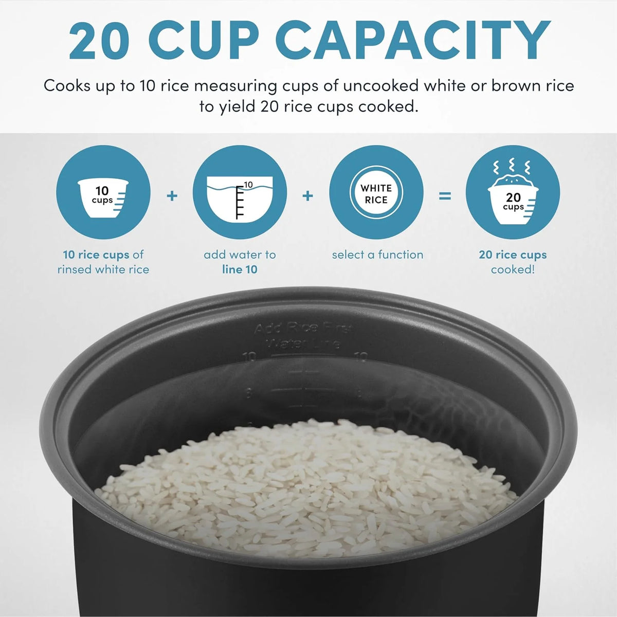 Digital rice cooker. 4 cup capacity (uncooked state) / 8 cup capacity (cooked state). steamer. multi-functional cooking pot. slow cooker. oatmeal pot. automatic insulation function. 2 gallons. stainless steel shell