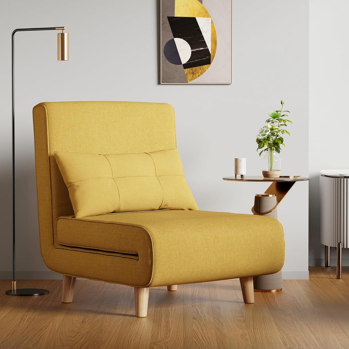 A three-in-one sleeping chair-bed. convertible chair-bed sofa. a lounge chair with adjustable backrest. suitable for apartments/bedrooms/offices. dark gray.
