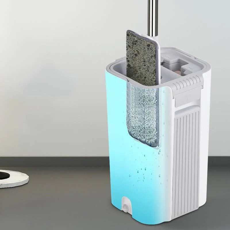 A handless flat mop set. suitable for household cleaning. with a mop bucket that can be used for both dry and wet cleaning.