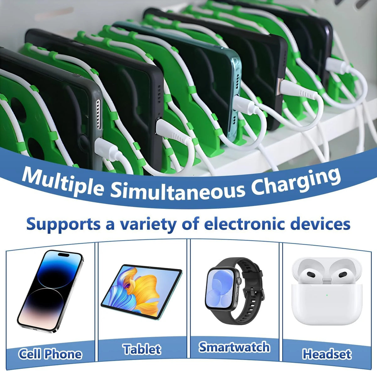 Mobile Charging Cabinet for Cell Phone. 50 Device Charging Station. USB Charging Cart Locker. with Wheels & Combination Lock. Secure Phone Storage Cabinet (50Slots)