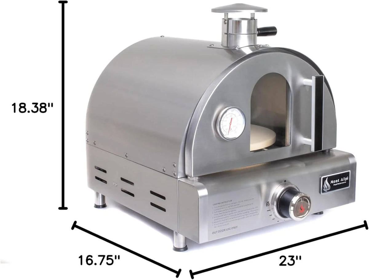 MAPZ-SS 12000 BTU Multi-Fuel Countertop Table Top Stainless Steel Portable Outdoor Cooking Kitchen Backyard Propane Gas Pizza Making Baking Oven Roasting Grill - Pizza Stone Included