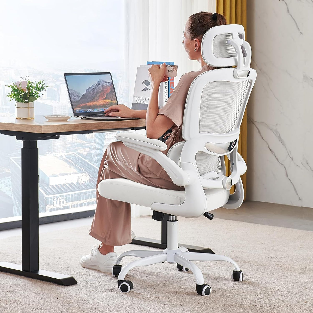 Office Chair Ergonomic Desk Chair. 330 LBS Home Mesh Office Desk Chairs with Wheels. Comfortable Gaming Chair. High Back Office Chair for Long Hours. Office Chair for Study and Work (Grey)