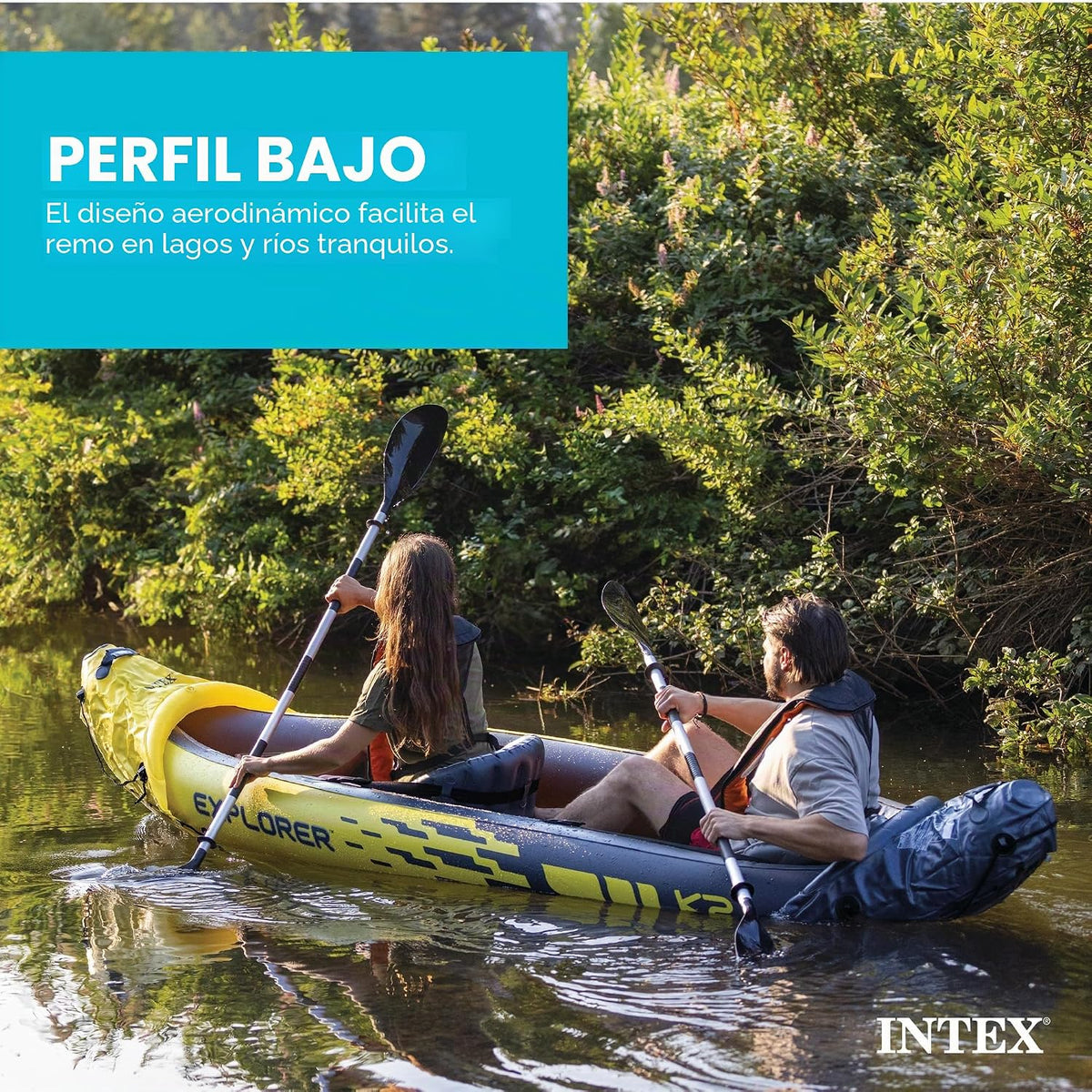 Intex Explorer K2 Kayak. 2-Person Inflatable Kayak Set with Aluminum Oars and High Output Air Pump