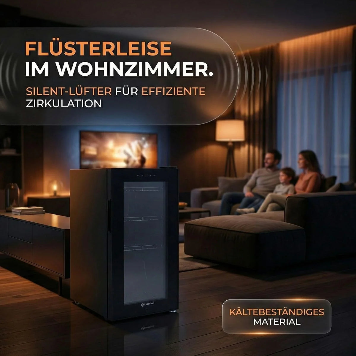 Sommertal Getränkekühlschrank 50L – Mini Kühlschrank schwarz mit Glastür. Touchscreen & LED | Kleiner Flaschenkühlschrank abschließbar & leise für