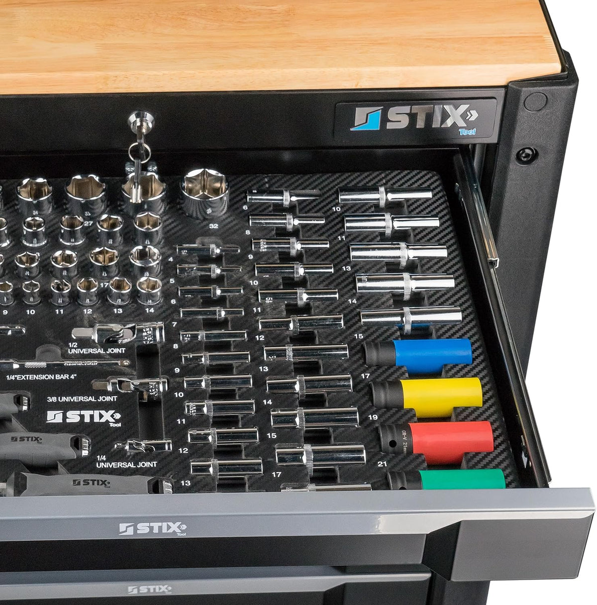 Stix UltimatePro C7/TS1 - Carro de herramientas con 267 piezas Cr-V - Juego de herramientas. carro de herramientas con ruedas. cajones con rodamiento