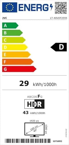 JVC Fernseher 40 Zoll Smart TV VIDAA Full HD HDR Fernseher mit 100 cm Bildschirmdiagonale und integriertem Triple-Tuner. LED TV LT-40VDF2555 (2026)