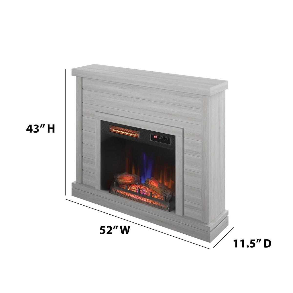 52 Shiplap Wall Fireplace Mantel. Modern Electric Fireplace with 3D Flame Effect Insert for Home Decor