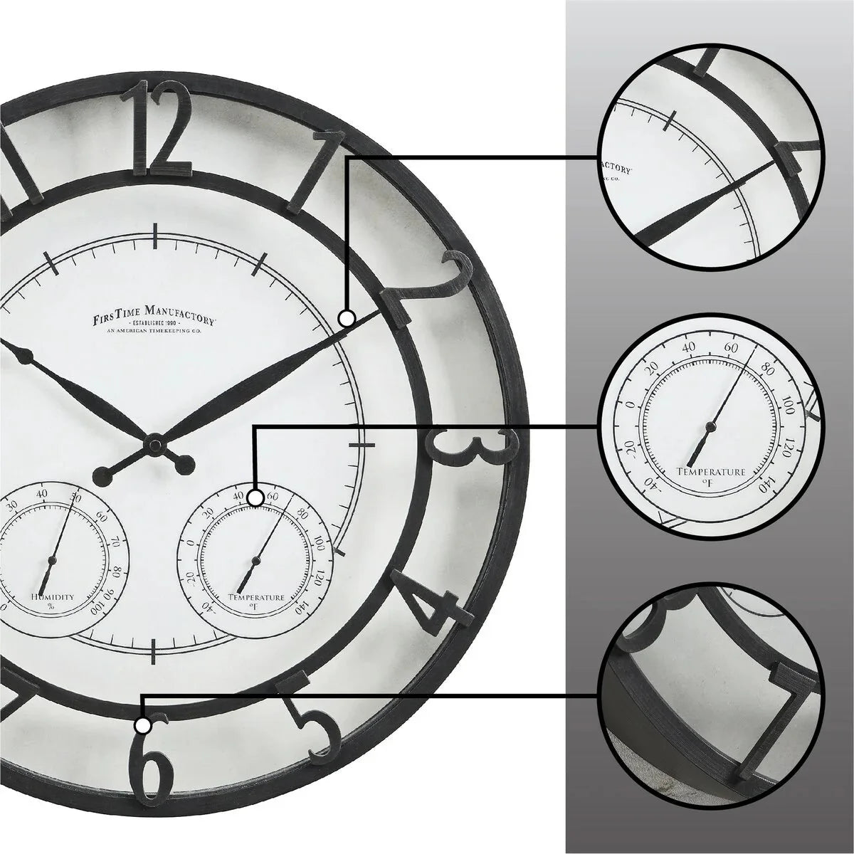 18 Bronze-Tone Outdoor Wall Clock. Weather-Resistant Plastic. Farmhouse Style