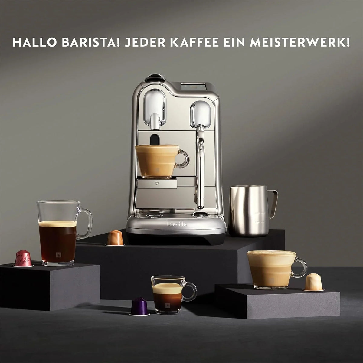Nespresso Creatista Pro Kaffeemaschine von Sage. Edelstahl. Brushed Stainles Steel