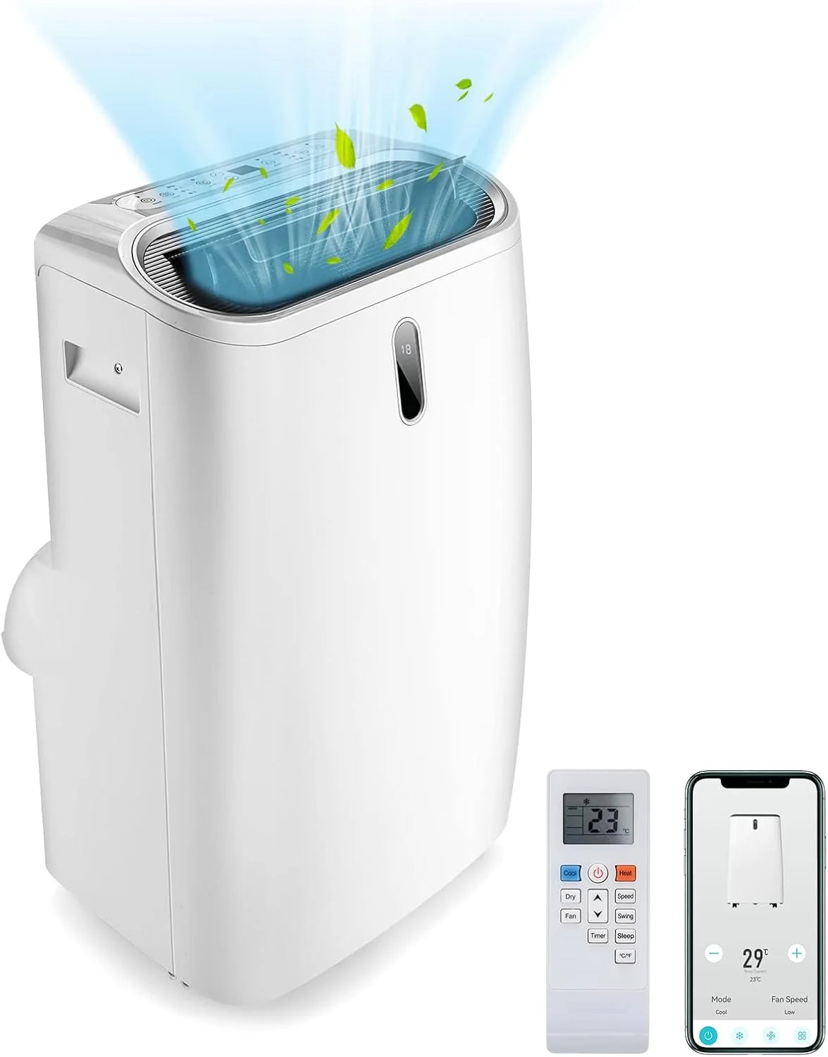 GOPLUS 14000 BTU Klimaanlage mit Abluftschlauch. 5 in 1 mobiles Klimagerät: Kühlen. Heizen. Entfeuchten. Belüften. Schlafmodus | für Raumgröße bis