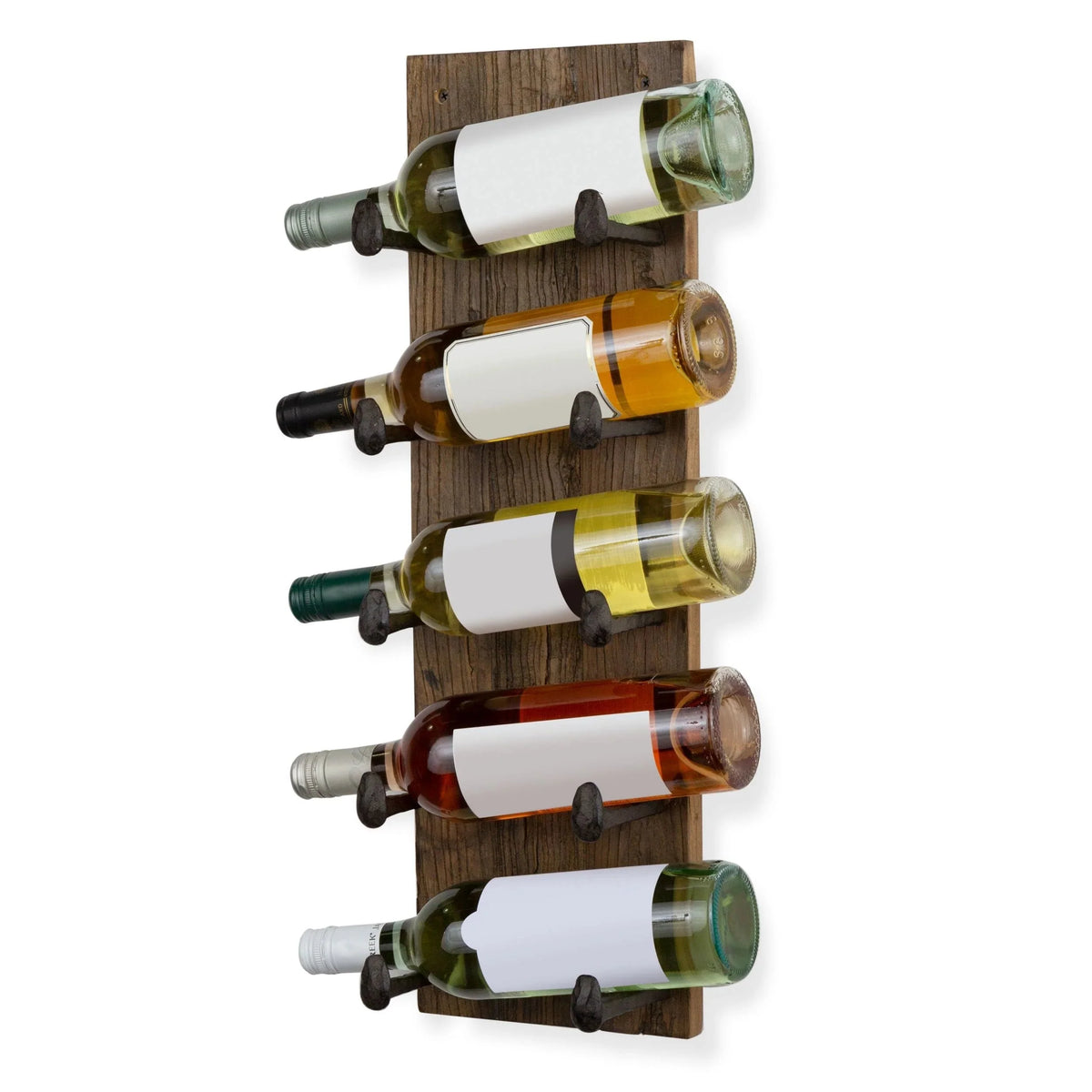 5 Bottle Wood Wall Mounted Wine Rack. Walnut Finish Bottle Holder for Kitchen. Dining Room and Home Bar