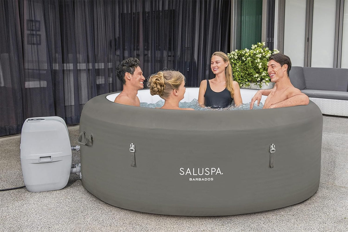 71 x 26-Inch Inflatable Hot Tub Spa for 2-4 Persons. Portable. with 2 Covers. Black