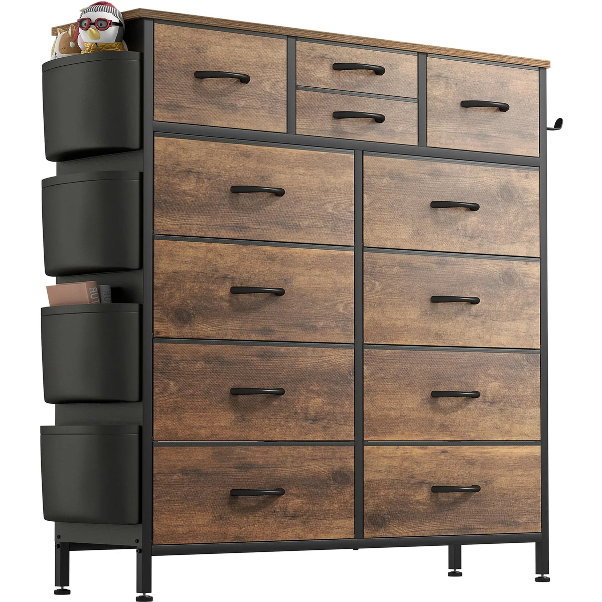 12 Drawer Fabric Dresser. Tall Bedroom Chest of Drawers with Storage