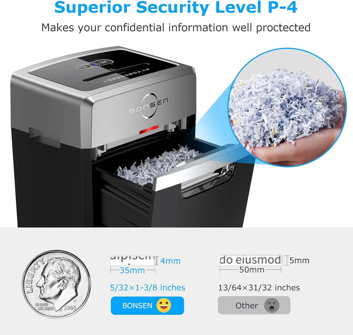 24-Sheet Cross-Cut Paper Shredder. 40-Min Continuous Run Time. 9-Gallon Basket. P-4 Security