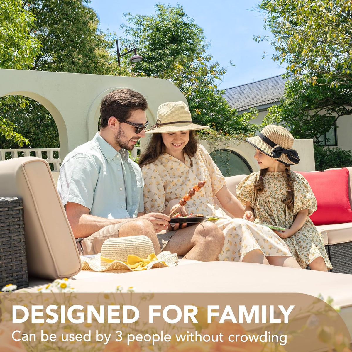 5-Piece All-Weather Patio Furniture Set with Cushions. Outdoor Wicker Conversation Sofa Set for Garden. Deck & Backyard