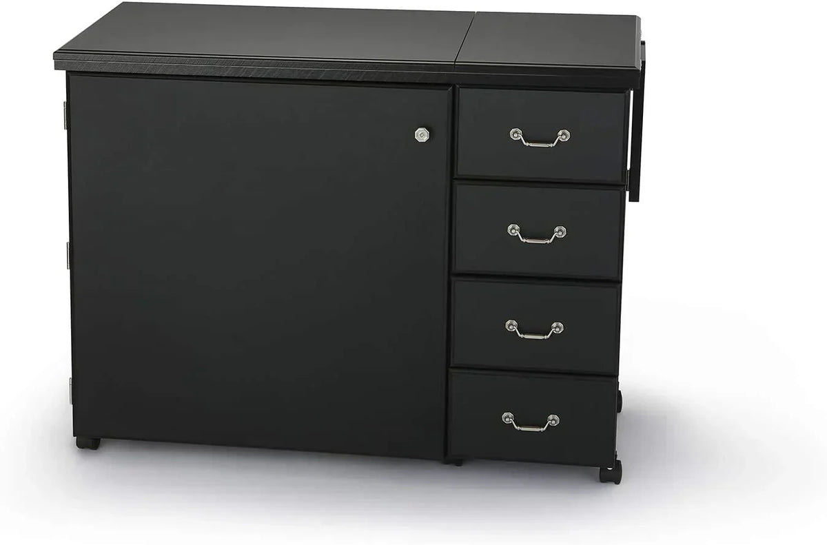 Sewing Cabinet for Sturdy Sewing. Cutting. Quilting. and Crafting with Storage and Airlift. Black Finish