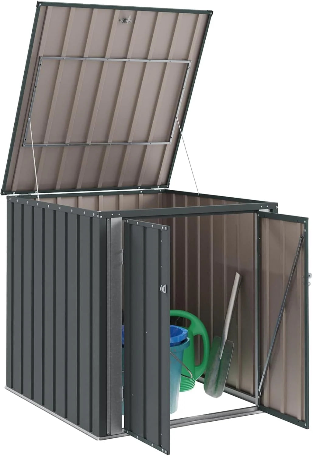 vidaXL Gartenlagerbox Schwarz 101.5 x 107 x 100 cm Stahl. Stylischer. rechteckiger Tisch für jeden Essbereich. pflegeleicht. Elegantes Design. vielseitig einsetzbar - EIN echtes Zuhause!