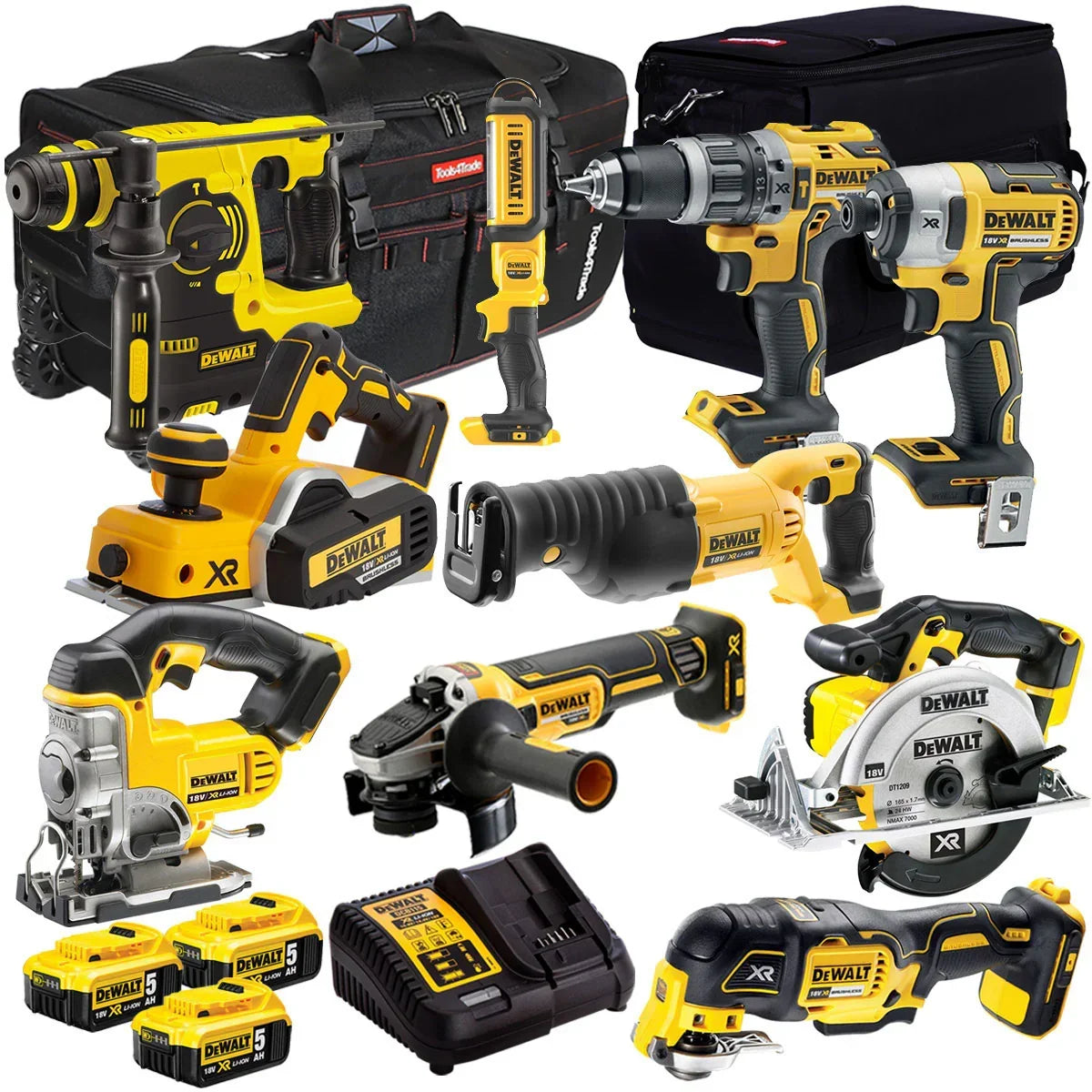 18V 10-Piece Brushless Power Tool Kit – 3×5.0Ah Batteries & Charger. XR Lithium-Ion