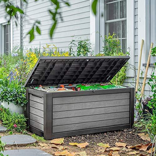 165 Gallon Weather Resistant Resin Deck Storage Container Box Outdoor Patio Garden Furniture. Brown