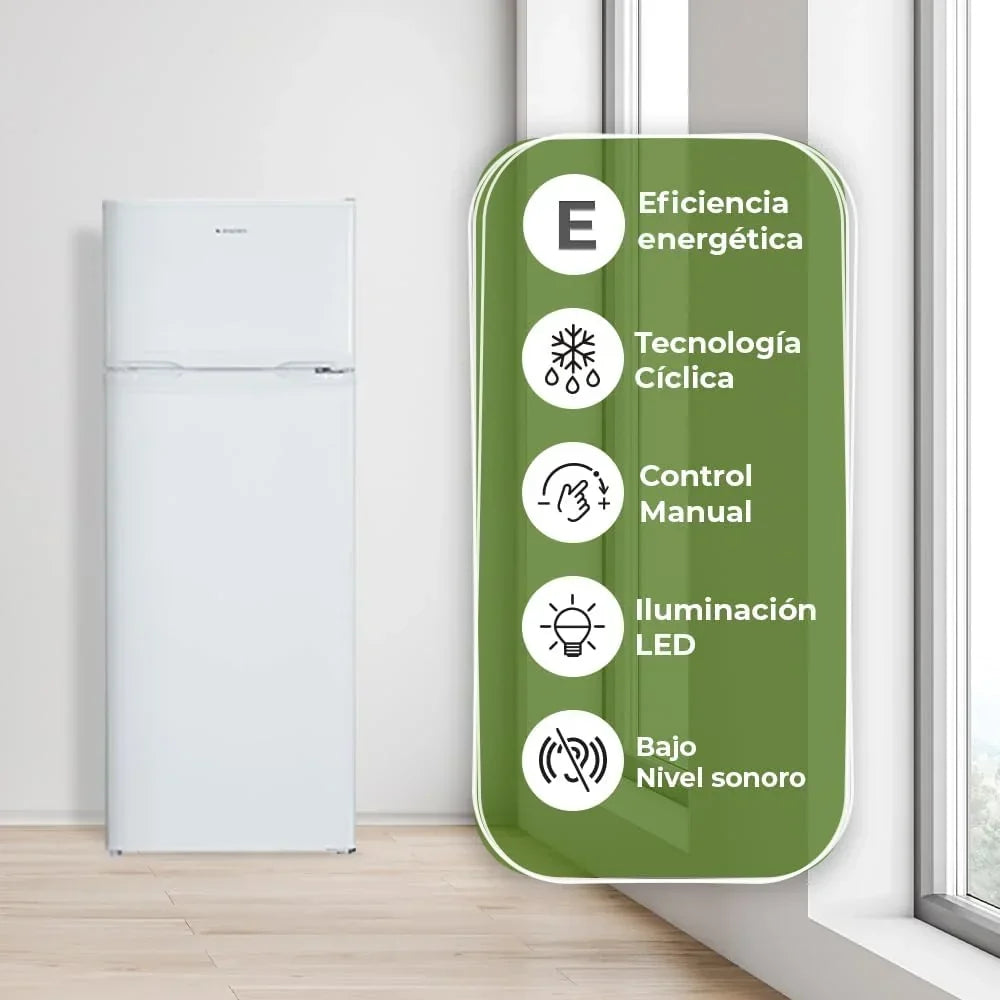 Aspes Frigorífico 2 Puertas Blanco AF145503E. Capacidad 206 Litros. Puerta Reversible. Bajo Nivel Sonoro. Eficiencia Energética Clase E
