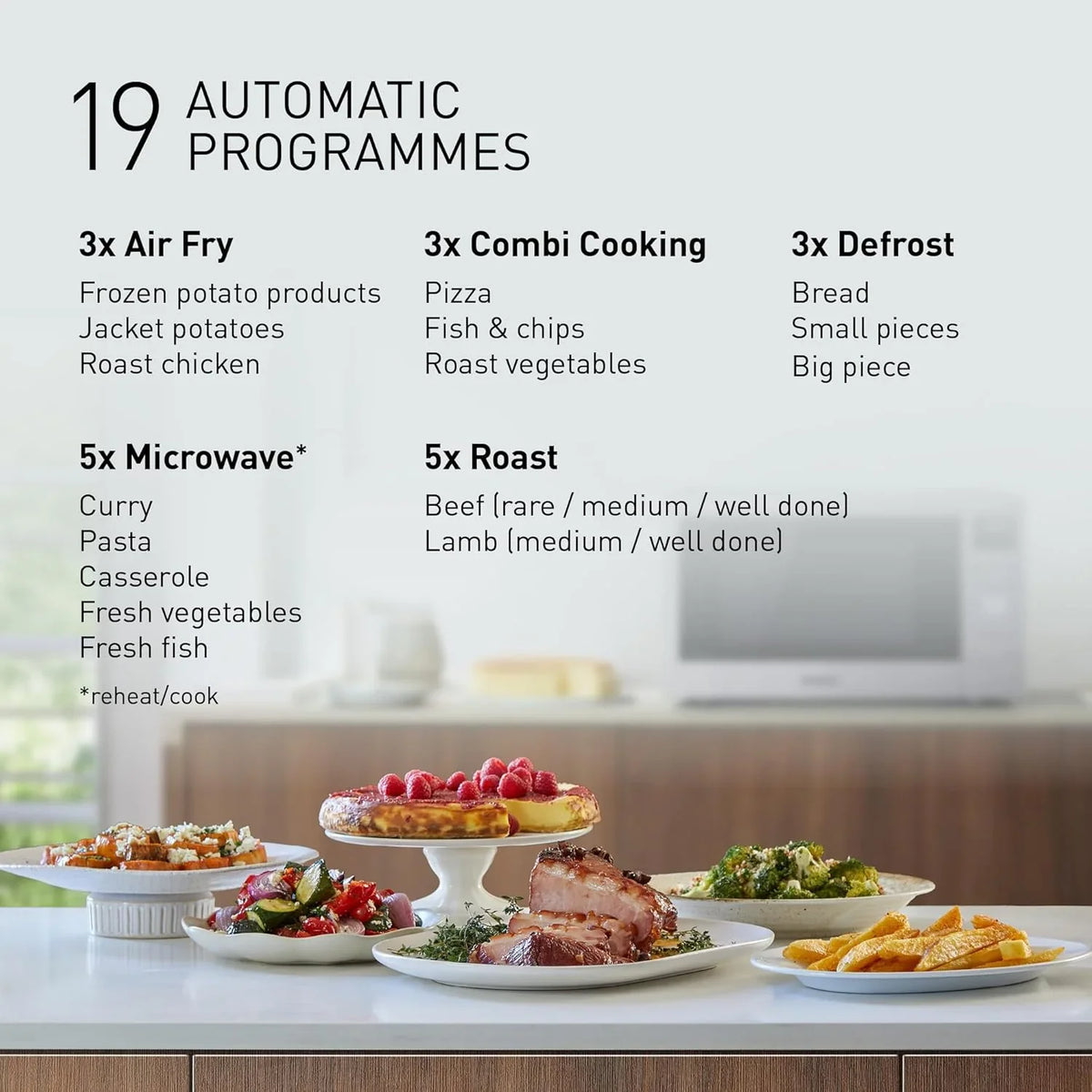 Panasonic NN-CD58RSEPG 27L 4-in-1 Kombi-Mikrowelle mit Airfryer Modus und Garkorb. 1000W Inverter. 1300W Grill. Umluft. 19 Automatikprogramme.