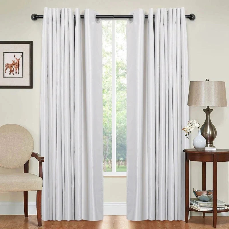 1 Inch Industrial Curtain Rods for Windows. Blackout Wrap-Around Rods. Rustic Matte Black