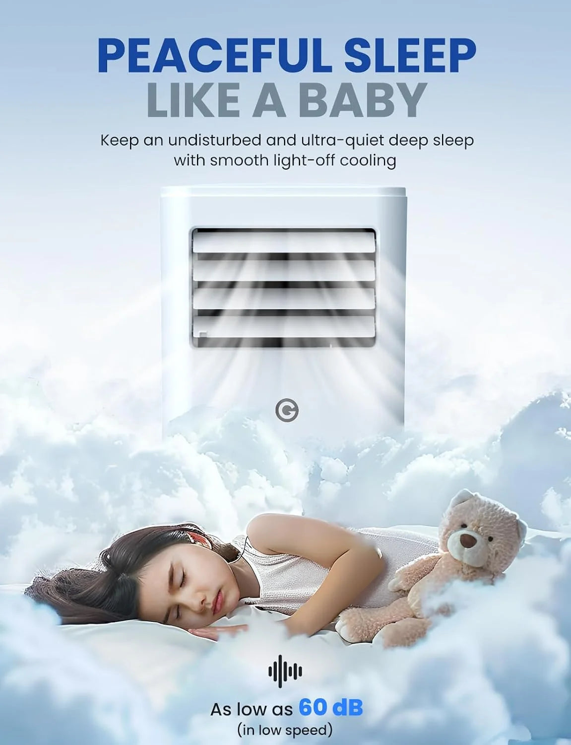 9000 BTU Aire Acondicionado Portátil. 4 en 1: Refrigeración. Ventilador. Deshumidificador y Modo Sueño. Silencioso. con Mando. Temporizador 24h y Kit